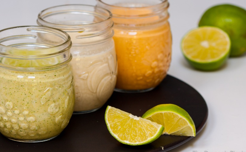 Three Variations of Lime Tahini-Based Sauces or Dressings